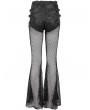 Devil Fashion Black Gothic Sexy Cutout Mesh Long Flared Pants for Women