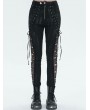 Devil Fashion Black Gothic Punk Lace Up Hole Casual Long Pants for Women