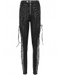 Devil Fashion Black Gothic Punk Lace Up Hole Casual Long Pants for Women
