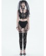 Devil Fashion Black Gothic Punk Sexy Hole Net Slim Leggings for Women