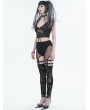 Devil Fashion Black Gothic Punk Sexy Hole Net Slim Leggings for Women