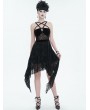 Devil Fashion Black Vintage Gothic Irregular Pentagram Strappy Party Dress