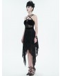 Devil Fashion Black Vintage Gothic Irregular Pentagram Strappy Party Dress