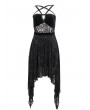 Devil Fashion Black Vintage Gothic Irregular Pentagram Strappy Party Dress