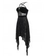 Devil Fashion Black Vintage Gothic Irregular Pentagram Strappy Party Dress