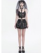 Devil Fashion Black Gothic Punk Street Layered Chain Short Pleated Skirt