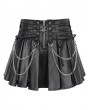 Devil Fashion Black Gothic Punk Street Layered Chain Short Pleated Skirt