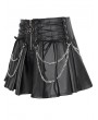 Devil Fashion Black Gothic Punk Street Layered Chain Short Pleated Skirt