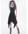 Devil Fashion Black Sexy Gothic Punk Irregular Chain Halter Strap Dress