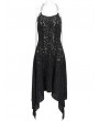 Devil Fashion Black Sexy Gothic Punk Irregular Chain Halter Strap Dress