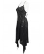 Devil Fashion Black Sexy Gothic Punk Irregular Chain Halter Strap Dress