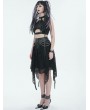 Devil Fashion Black Gothic Punk Street Chain Net Irregular Skirt