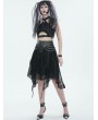 Devil Fashion Black Gothic Punk Street Chain Net Irregular Skirt