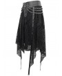 Devil Fashion Black Gothic Punk Street Chain Net Irregular Skirt