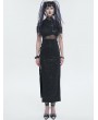 Devil Fashion Black Gothic Punk Sexy High Neck Slit Long Slim Dress