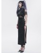 Devil Fashion Black Gothic Punk Sexy High Neck Slit Long Slim Dress