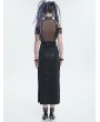 Devil Fashion Black Gothic Punk Sexy High Neck Slit Long Slim Dress