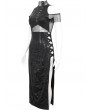 Devil Fashion Black Gothic Punk Sexy High Neck Slit Long Slim Dress