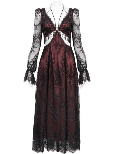 chinese dress ladies Zenith | Black Lace Long-Sleeve Maxi Dress main image 1