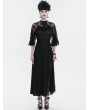 Devil Fashion Black Gothic Vintage Elegant Lace Slit Long Party Dress