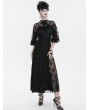 Devil Fashion Black Gothic Vintage Elegant Lace Slit Long Party Dress