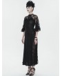 Devil Fashion Black Gothic Vintage Elegant Lace Slit Long Party Dress