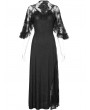 Devil Fashion Black Gothic Vintage Elegant Lace Slit Long Party Dress