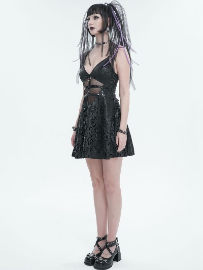 Devil Fashion Black Fashion Gothic Punk Grunge Patterned Sexy Short Slip  Dress - DarkinCloset.com