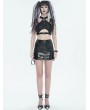 Devil Fashion Black Fashion Gothic Faux Leather Fitted Mini Skirt