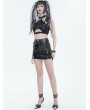Devil Fashion Black Fashion Gothic Faux Leather Fitted Mini Skirt