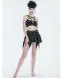 Devil Fashion Black Gothic Pentagram Straps Two-Piece Swimsuit