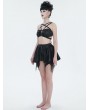 Devil Fashion Black Gothic Pentagram Straps Two-Piece Swimsuit