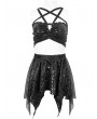 Devil Fashion Black Gothic Pentagram Straps Two-Piece Swimsuit