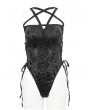 Devil Fashion Black Gothic Pattern Pentagram Straps One-Piece Swimsuit