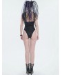 Devil Fashion Black Gothic Punk Skull Mesh Halter One-Piece Swimsuit