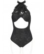 Devil Fashion Black Gothic Vintage Jabot Cutout One-Piece Swimsuit