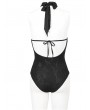 Devil Fashion Black Gothic Vintage Jabot Cutout One-Piece Swimsuit