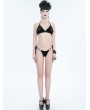 Devil Fashion Black Gothic Pentagram Velvet Halter Two-Piece Bikini Set