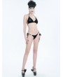 Devil Fashion Black Gothic Pentagram Velvet Halter Two-Piece Bikini Set