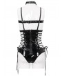 Devil Fashion Black Gothic Punk Chain Mesh Leather Sexy Lingerie Bodysuit