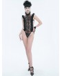 Devil Fashion Black Gothic Punk Ruffle Lace Sexy Lingerie Bodysuit