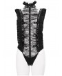 Devil Fashion Black Gothic Punk Ruffle Lace Sexy Lingerie Bodysuit