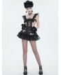 Devil Fashion Black Gothic Sweet Frilly Hollow Out Short Sexy Lingerie Dress