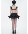 Devil Fashion Black Gothic Sweet Frilly Hollow Out Short Sexy Lingerie Dress