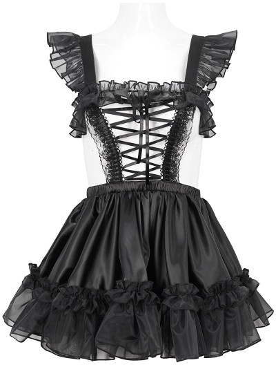 Devil Fashion Black Gothic Sweet Frilly Hollow Out Short Sexy Lingerie  Dress - DarkinCloset.com