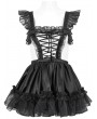 Devil Fashion Black Gothic Sweet Frilly Hollow Out Short Sexy Lingerie Dress