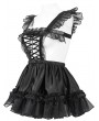 Devil Fashion Black Gothic Sweet Frilly Hollow Out Short Sexy Lingerie Dress