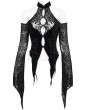 Devil Fashion Black Sexy Gothic Vintage Cold Shoulder Velvet Long Sleeve Shirt for Women
