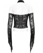 Devil Fashion Black Sexy Gothic Vintage Cold Shoulder Velvet Long Sleeve Shirt for Women