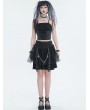 Devil Fashion Black Gothic Punk Rivet Spaghetti Strap Tank Top for Women